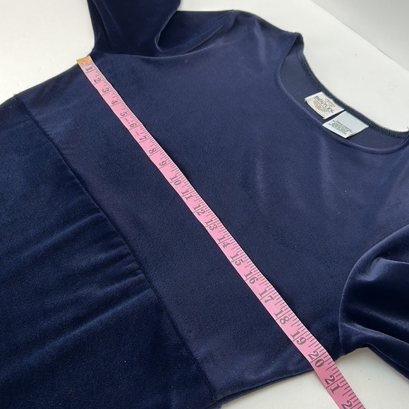 Vintage TR Bentley Navy Velvet Maxi Dress Large Floral Beaded Detail Side Slit - Picture 10 of 14